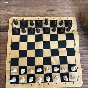 Travel portable Classic Black and Tan Chess Set